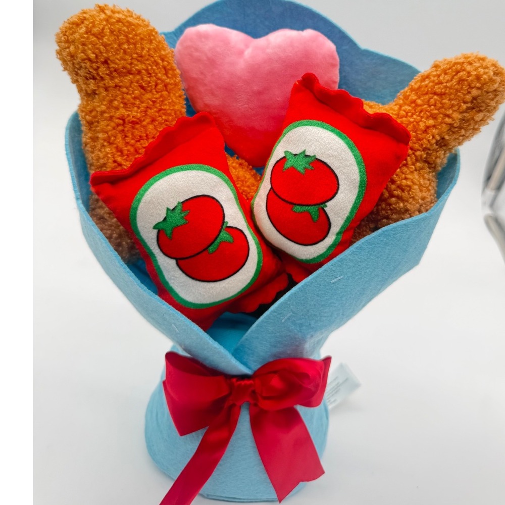 Dinosaur Nugget Plush Bouquet Ketchup Novelty Plush Gift Unique Decor